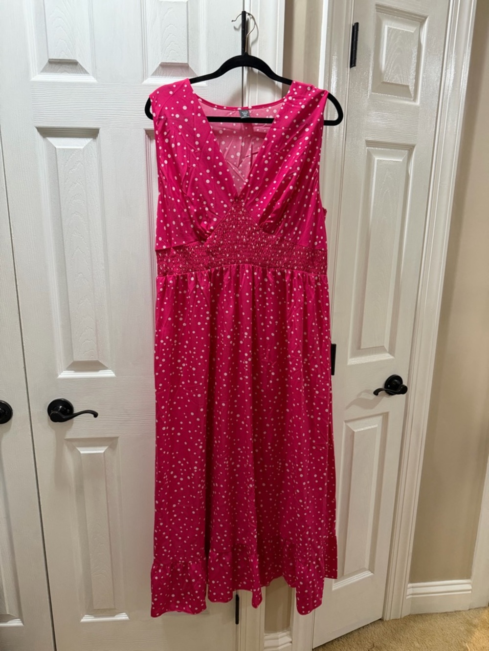 Girls' Pink Polka Dot Sleeveless Dress